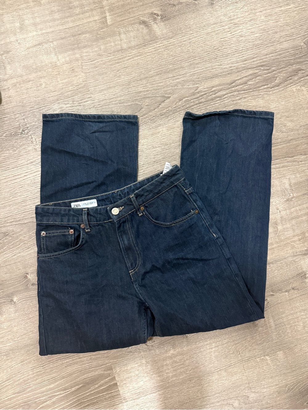 Zara Women's Dark Indigo Boyfriend Jeans